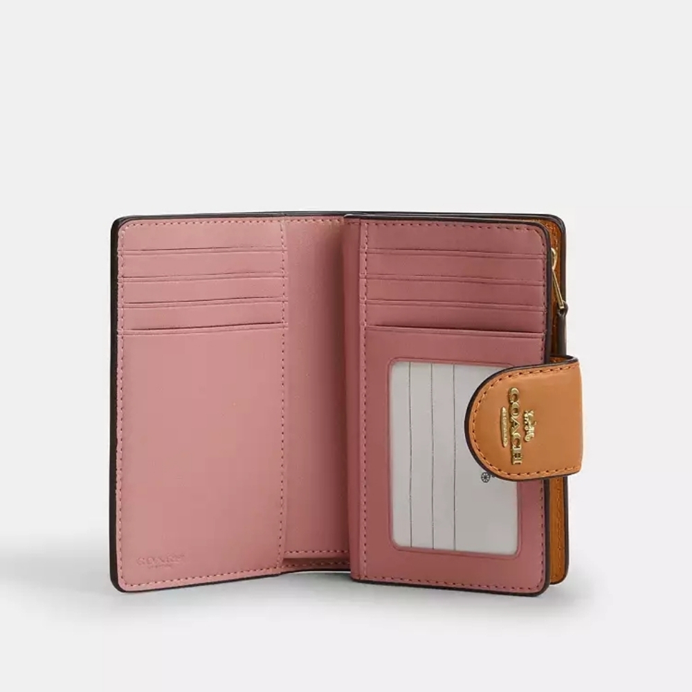 Coach Medium Corner Zip Wallet In Signature Canvas (Powder pink) - Picture 9 of 10